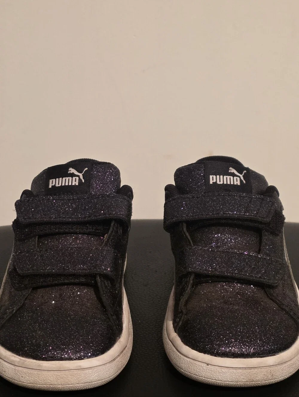 PUMA Kids' Glitter Velcro Sneakers - Black/Purple